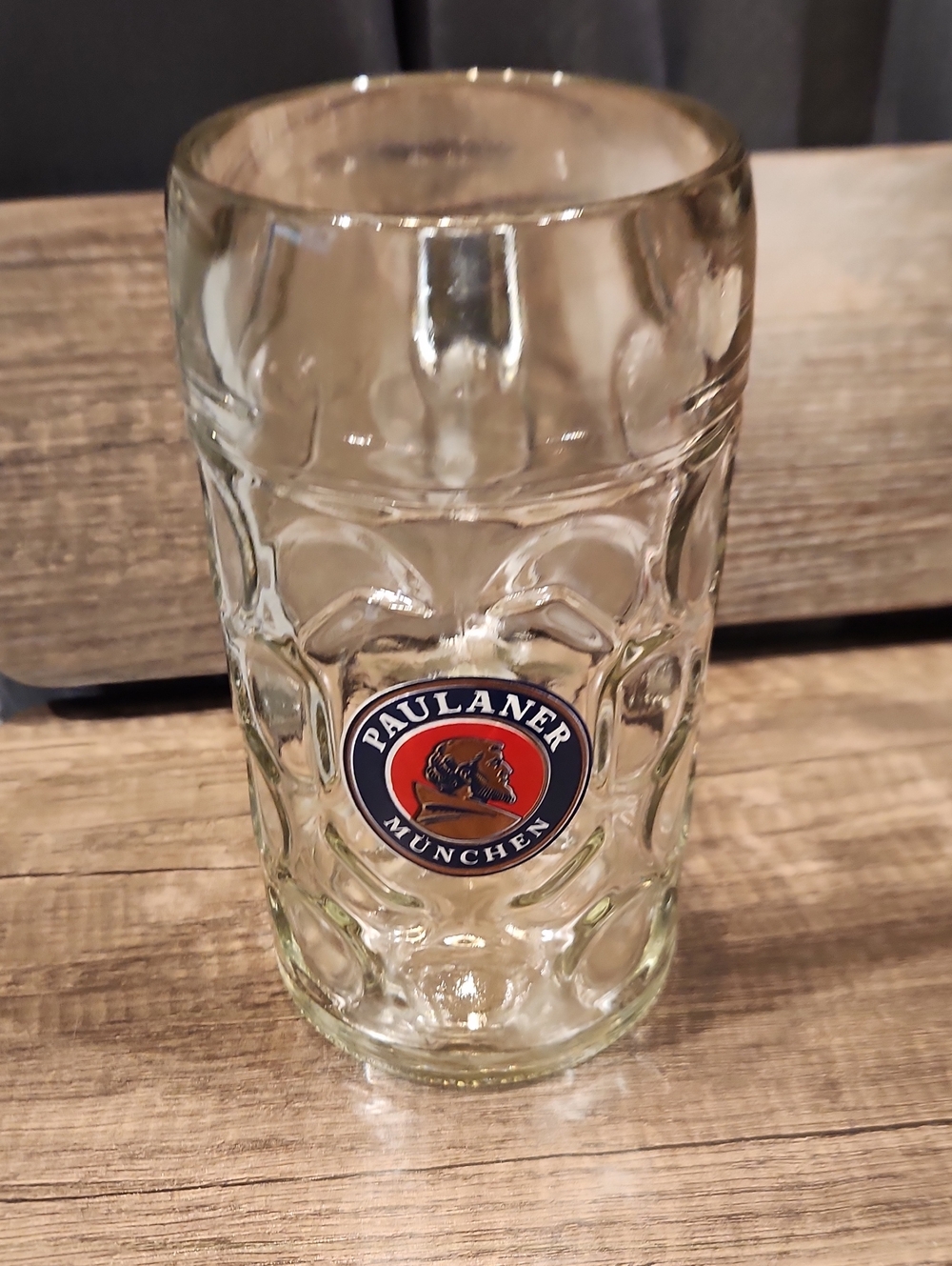 Clear Glass Beer Stein - München Logo, Clear